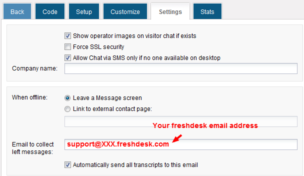 Forward HelpOnClick transcript emails to Freshdesk help desk